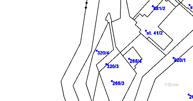 Parcela st. 320/4 v KÚ Drmaly, Katastrální mapa