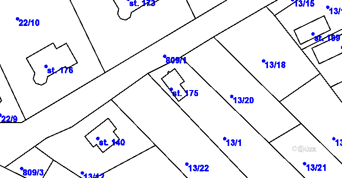 Parcela st. 175 v KÚ Drmaly, Katastrální mapa