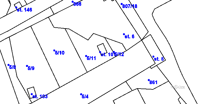 Parcela st. 101 v KÚ Drmaly, Katastrální mapa