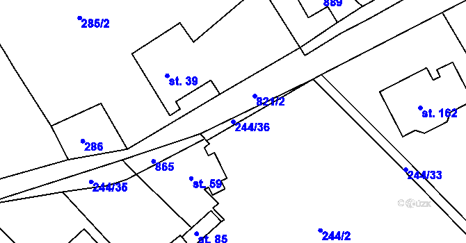 Parcela st. 244/36 v KÚ Drmaly, Katastrální mapa
