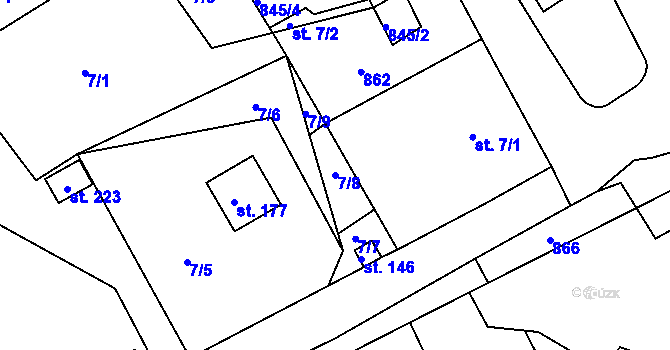 Parcela st. 7/8 v KÚ Drmaly, Katastrální mapa