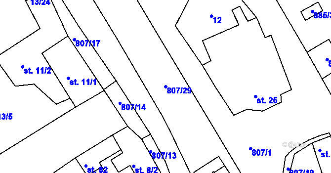Parcela st. 807/29 v KÚ Drmaly, Katastrální mapa