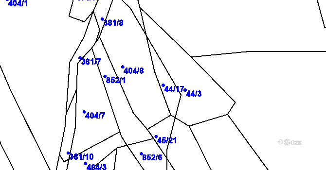 Parcela st. 44/17 v KÚ Drmaly, Katastrální mapa