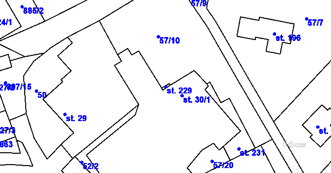 Parcela st. 229 v KÚ Drmaly, Katastrální mapa