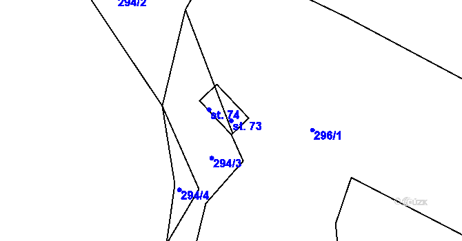 Parcela st. 73 v KÚ Podhůří u Vysoké Pece, Katastrální mapa
