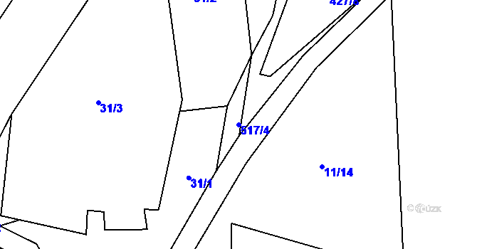 Parcela st. 517/4 v KÚ Podhůří u Vysoké Pece, Katastrální mapa