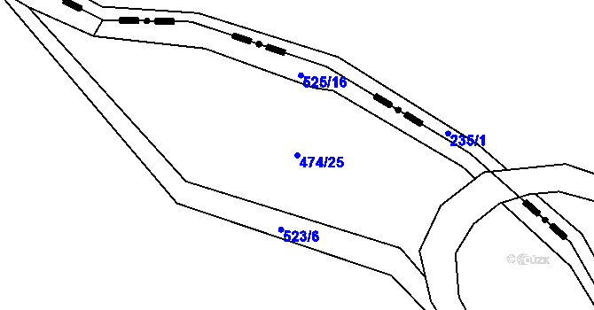Parcela st. 474/25 v KÚ Podhůří u Vysoké Pece, Katastrální mapa