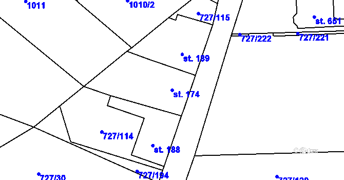 Parcela st. 174 v KÚ Vysoká Pec, Katastrální mapa