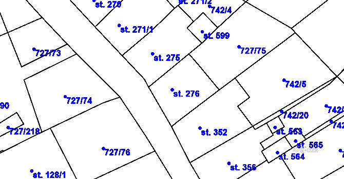 Parcela st. 276 v KÚ Vysoká Pec, Katastrální mapa