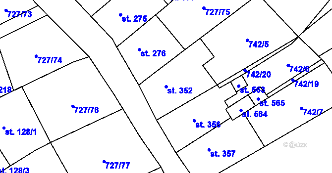 Parcela st. 352 v KÚ Vysoká Pec, Katastrální mapa