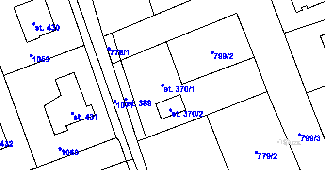 Parcela st. 370/1 v KÚ Vysoká Pec, Katastrální mapa
