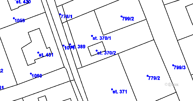Parcela st. 370/2 v KÚ Vysoká Pec, Katastrální mapa