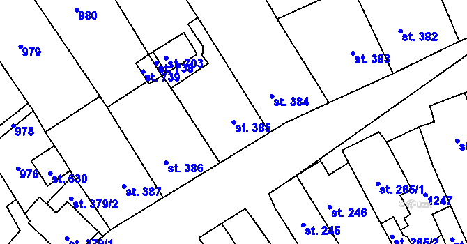 Parcela st. 385 v KÚ Vysoká Pec, Katastrální mapa
