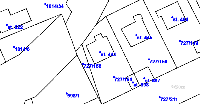Parcela st. 444 v KÚ Vysoká Pec, Katastrální mapa