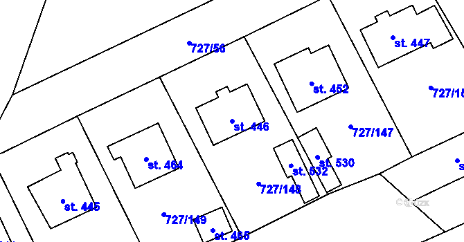 Parcela st. 446 v KÚ Vysoká Pec, Katastrální mapa
