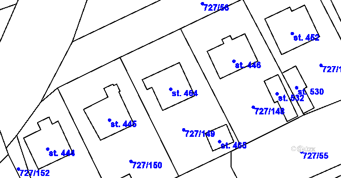 Parcela st. 464 v KÚ Vysoká Pec, Katastrální mapa