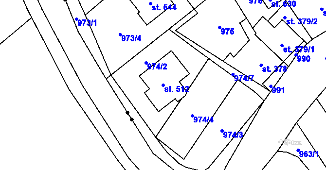 Parcela st. 512 v KÚ Vysoká Pec, Katastrální mapa