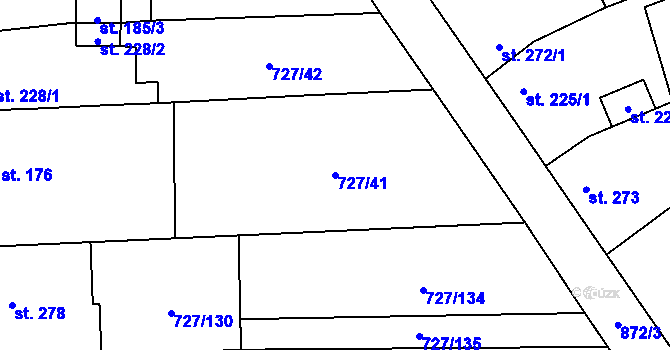 Parcela st. 727/41 v KÚ Vysoká Pec, Katastrální mapa