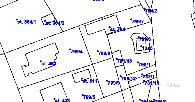 Parcela st. 799/8 v KÚ Vysoká Pec, Katastrální mapa