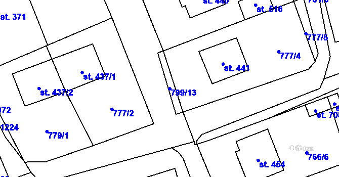 Parcela st. 799/13 v KÚ Vysoká Pec, Katastrální mapa
