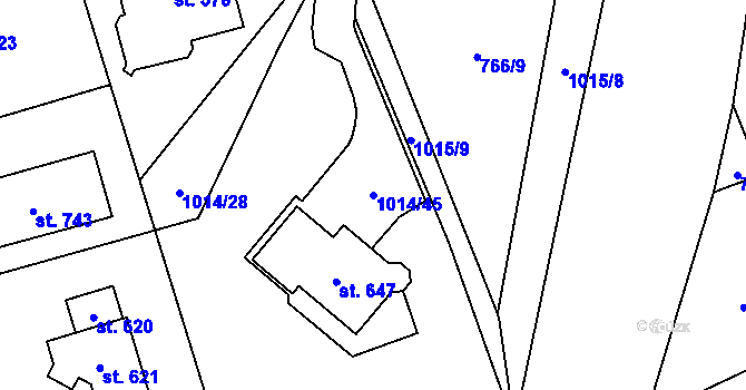 Parcela st. 1014/45 v KÚ Vysoká Pec, Katastrální mapa