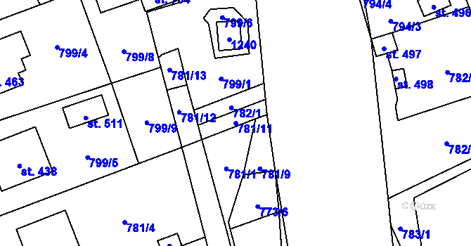 Parcela st. 781/11 v KÚ Vysoká Pec, Katastrální mapa