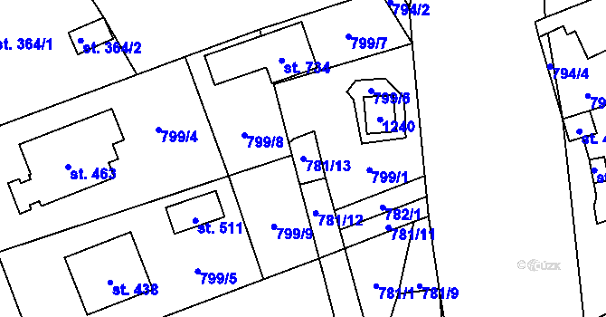 Parcela st. 781/13 v KÚ Vysoká Pec, Katastrální mapa