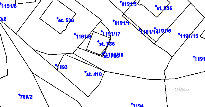 Parcela st. 786 v KÚ Vysoká Pec, Katastrální mapa