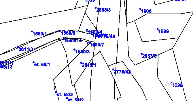Parcela st. 2775/45 v KÚ Mezné, Katastrální mapa