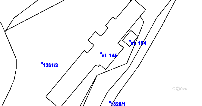 Parcela st. 145 v KÚ Mezné, Katastrální mapa