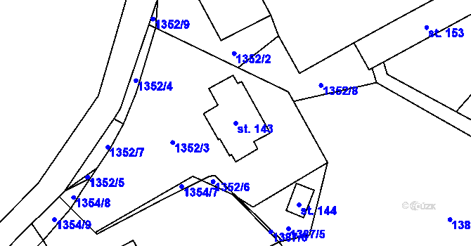 Parcela st. 143 v KÚ Mezné, Katastrální mapa