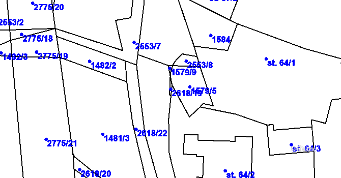 Parcela st. 2618/19 v KÚ Mezné, Katastrální mapa