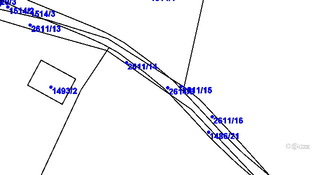 Parcela st. 2611/6 v KÚ Mezné, Katastrální mapa