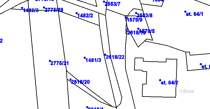 Parcela st. 2618/22 v KÚ Mezné, Katastrální mapa