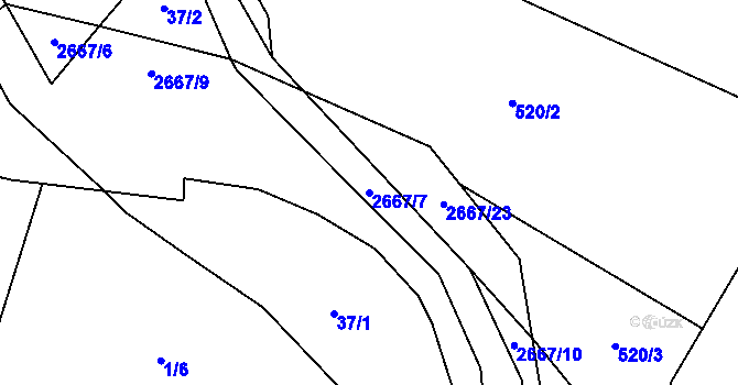Parcela st. 2667/7 v KÚ Vysoká u Kosovy Hory, Katastrální mapa