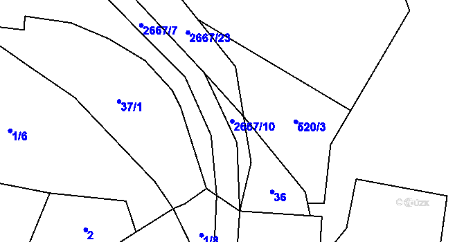 Parcela st. 2667/10 v KÚ Vysoká u Kosovy Hory, Katastrální mapa