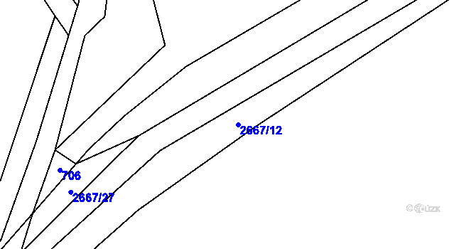 Parcela st. 2667/12 v KÚ Vysoká u Kosovy Hory, Katastrální mapa