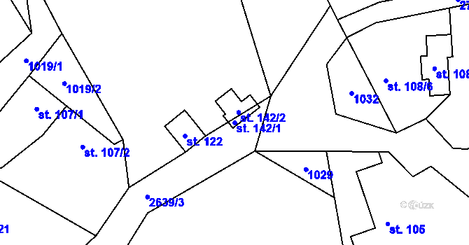 Parcela st. 142/1 v KÚ Vysoká u Kosovy Hory, Katastrální mapa