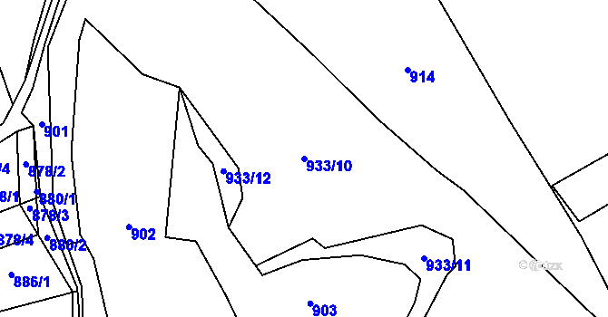 Parcela st. 933/10 v KÚ Vysoká u Kosovy Hory, Katastrální mapa