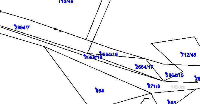 Parcela st. 2664/16 v KÚ Vysoká u Kosovy Hory, Katastrální mapa