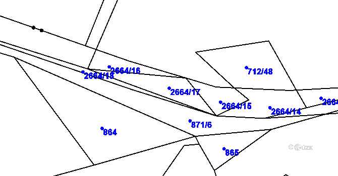 Parcela st. 2664/17 v KÚ Vysoká u Kosovy Hory, Katastrální mapa
