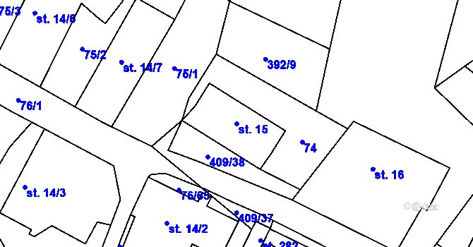 Parcela st. 15 v KÚ Vysoká u Příbramě, Katastrální mapa