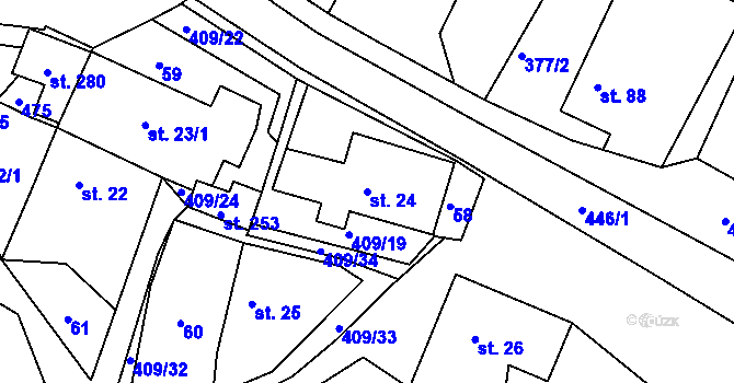 Parcela st. 24 v KÚ Vysoká u Příbramě, Katastrální mapa