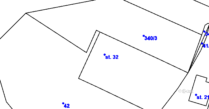 Parcela st. 32 v KÚ Vysoká u Příbramě, Katastrální mapa