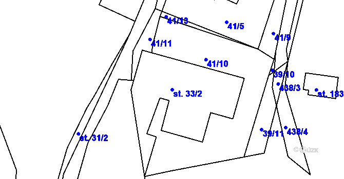 Parcela st. 33/2 v KÚ Vysoká u Příbramě, Katastrální mapa