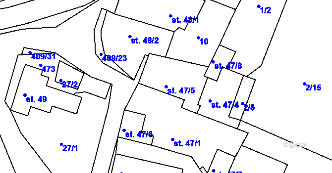 Parcela st. 47/5 v KÚ Vysoká u Příbramě, Katastrální mapa