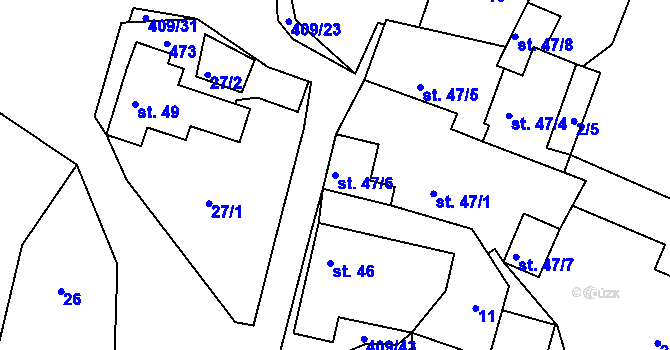 Parcela st. 47/6 v KÚ Vysoká u Příbramě, Katastrální mapa