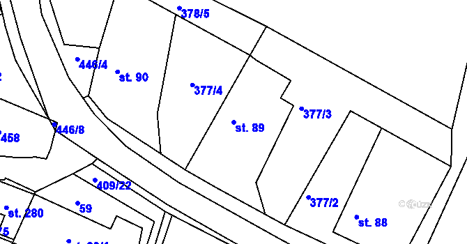 Parcela st. 89 v KÚ Vysoká u Příbramě, Katastrální mapa