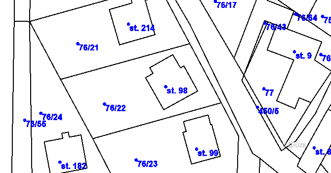 Parcela st. 98 v KÚ Vysoká u Příbramě, Katastrální mapa