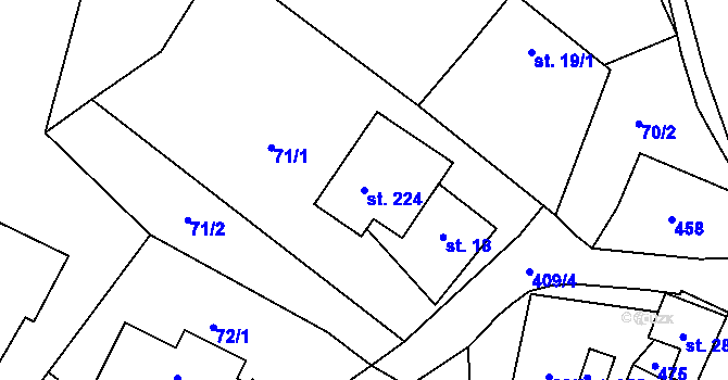 Parcela st. 224 v KÚ Vysoká u Příbramě, Katastrální mapa